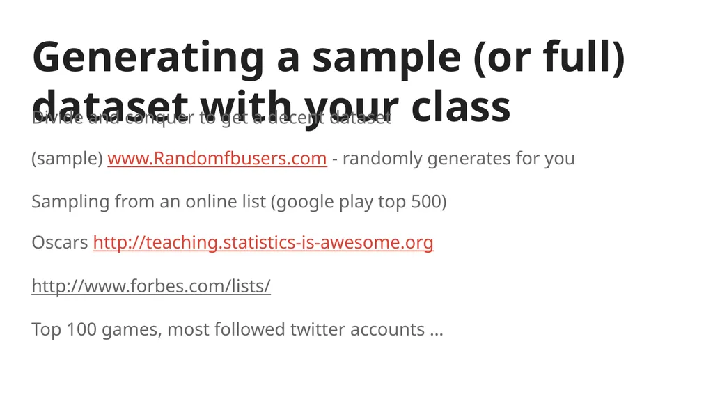 Fitting data collection into your Stats lessons - slide 11 of 11