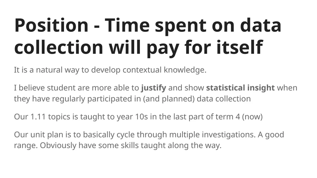 Fitting data collection into your Stats lessons - slide 6 of 11