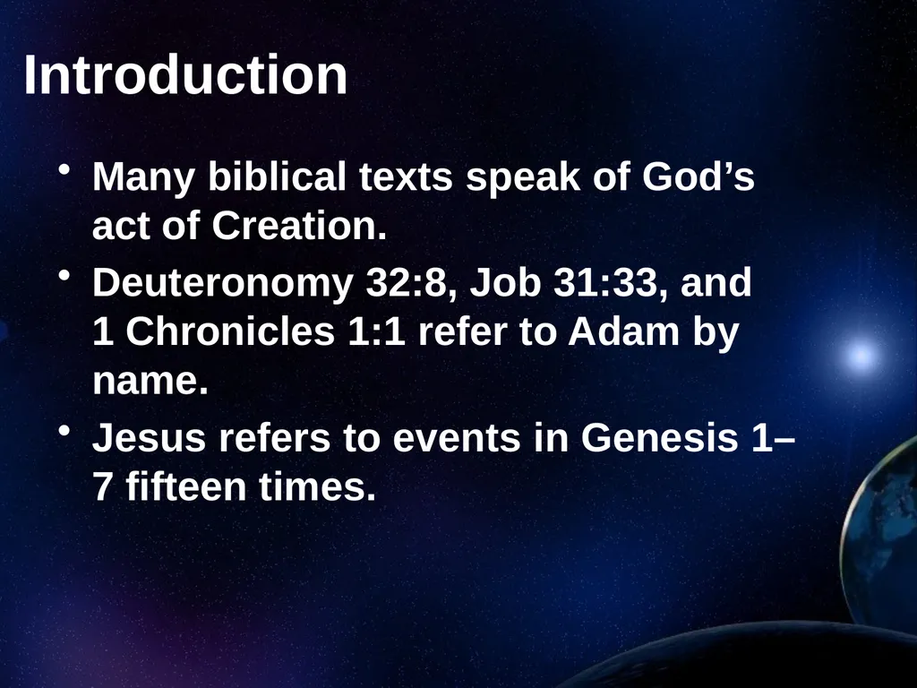 Creation Outside Genesis: The Panorama of - slide 2 of 55