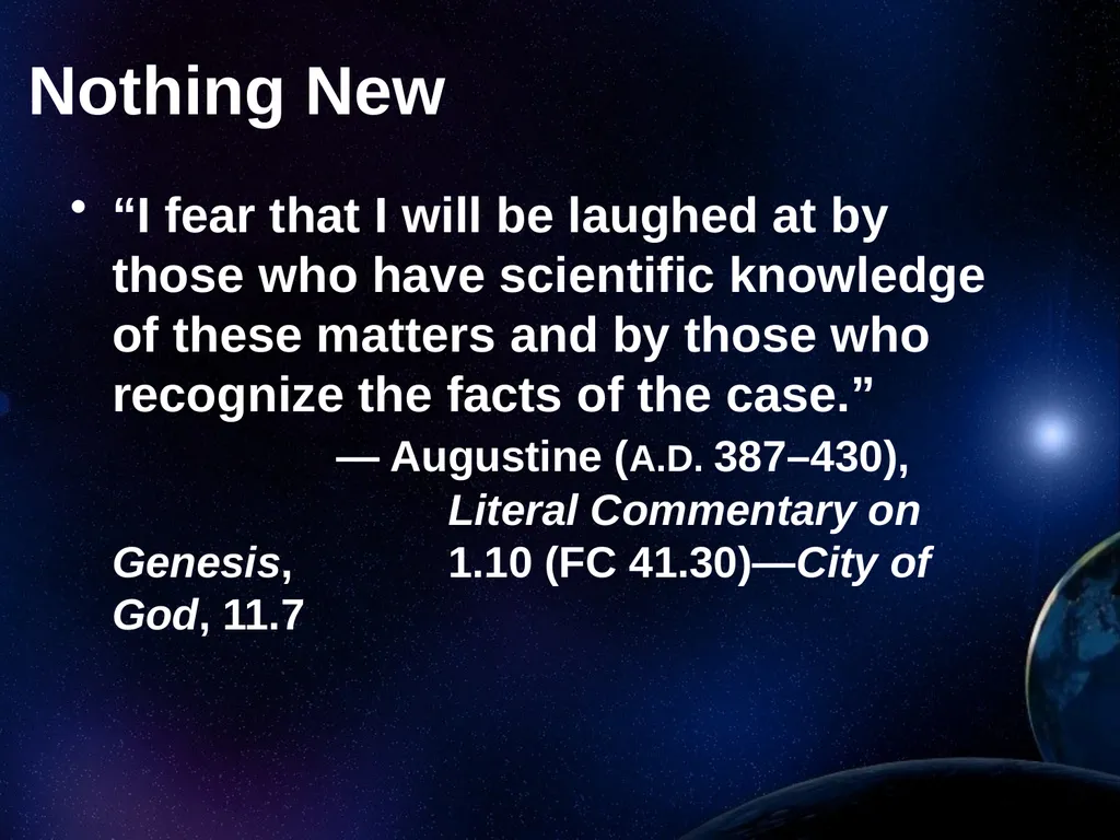 Creation Outside Genesis: The Panorama of - slide 4 of 55