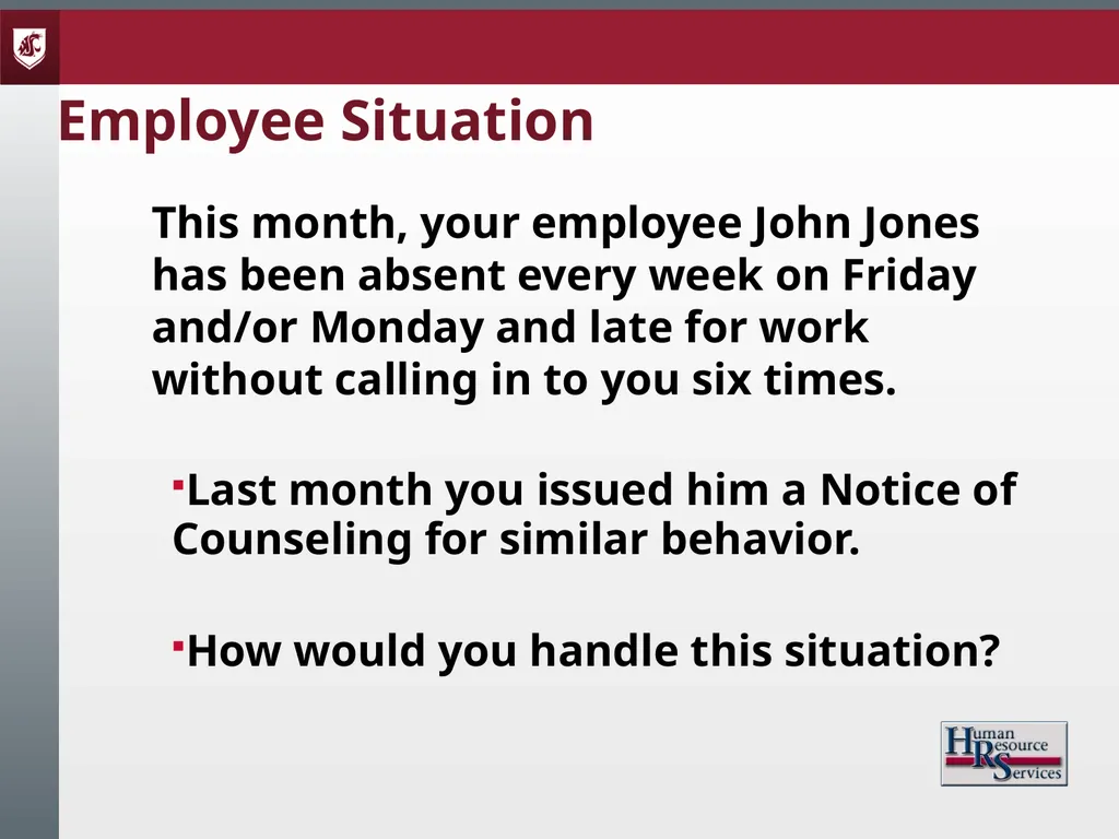 Corrective Action and Discipline Presented by: - slide 20 of 39