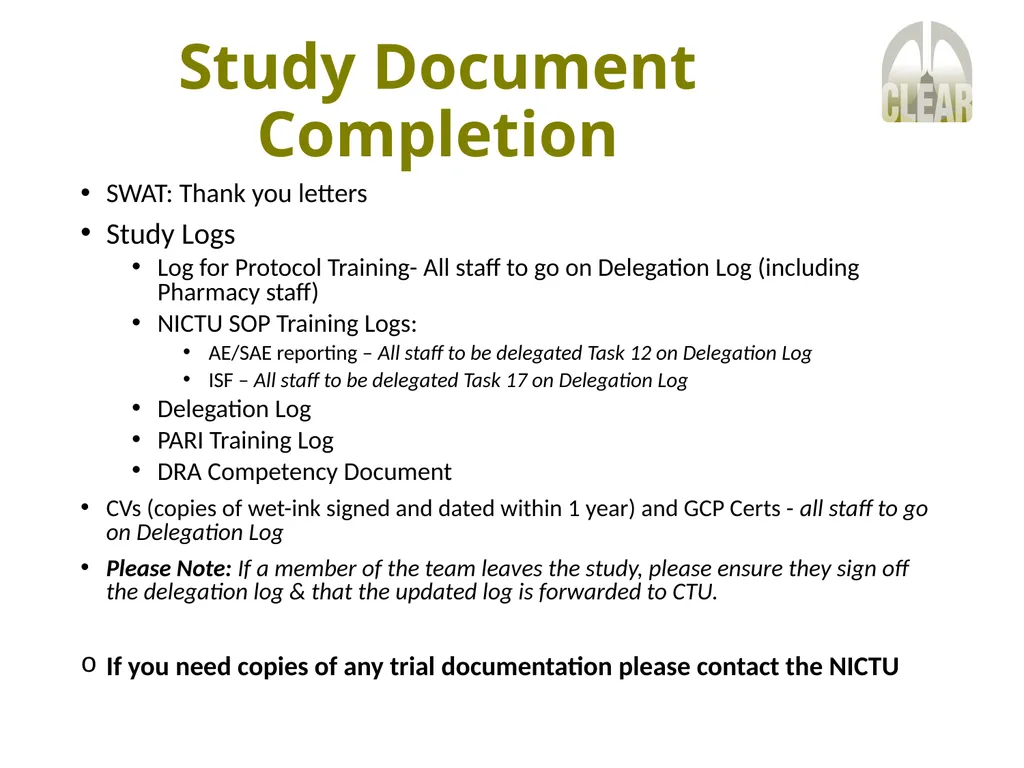 The CLEAR Trial A 2x2 factorial randomised open - slide 20 of 20