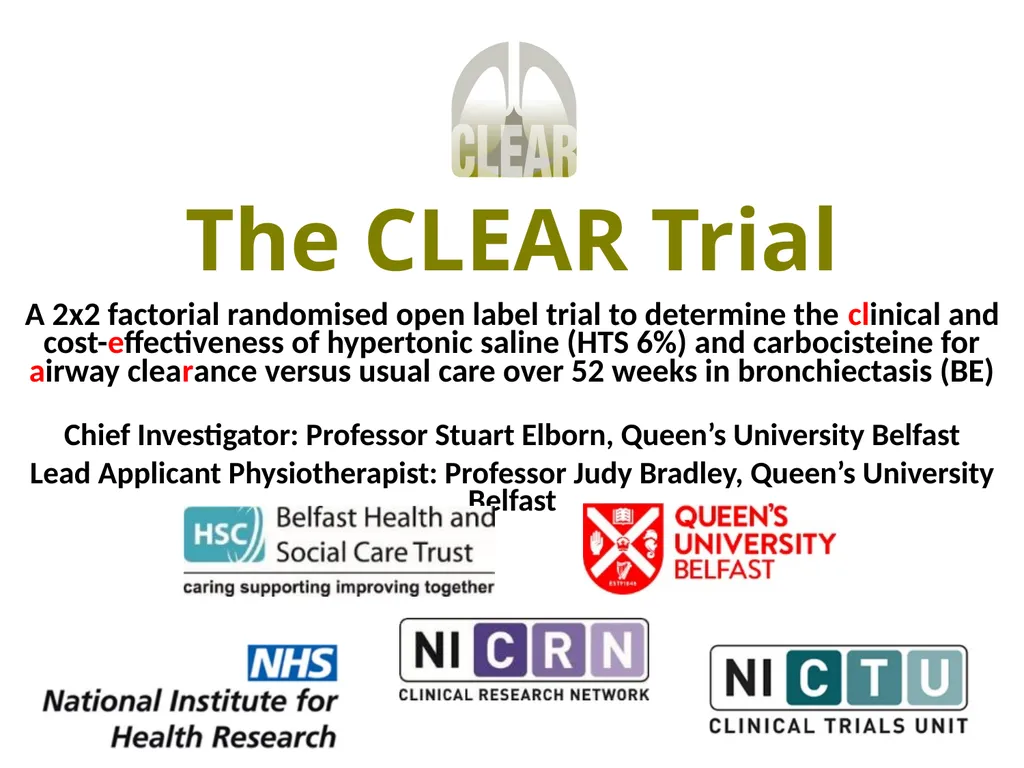 The CLEAR Trial A 2x2 factorial randomised open
