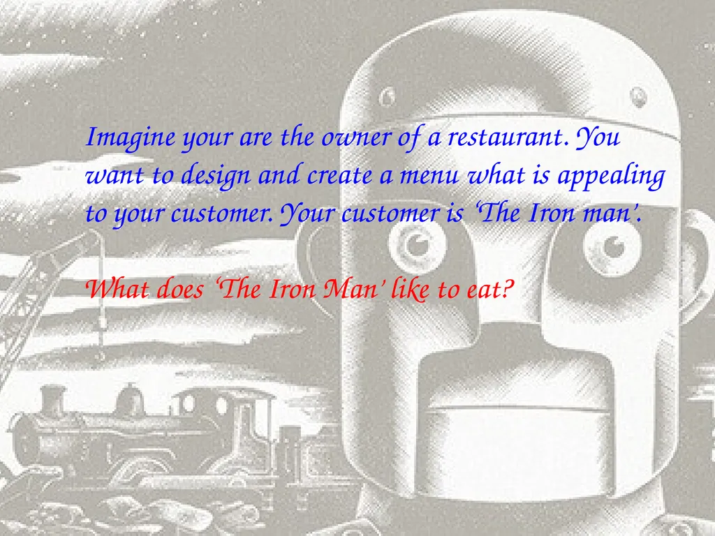 LO: To create a menu Imagine your are the owner - slide 2 of 7