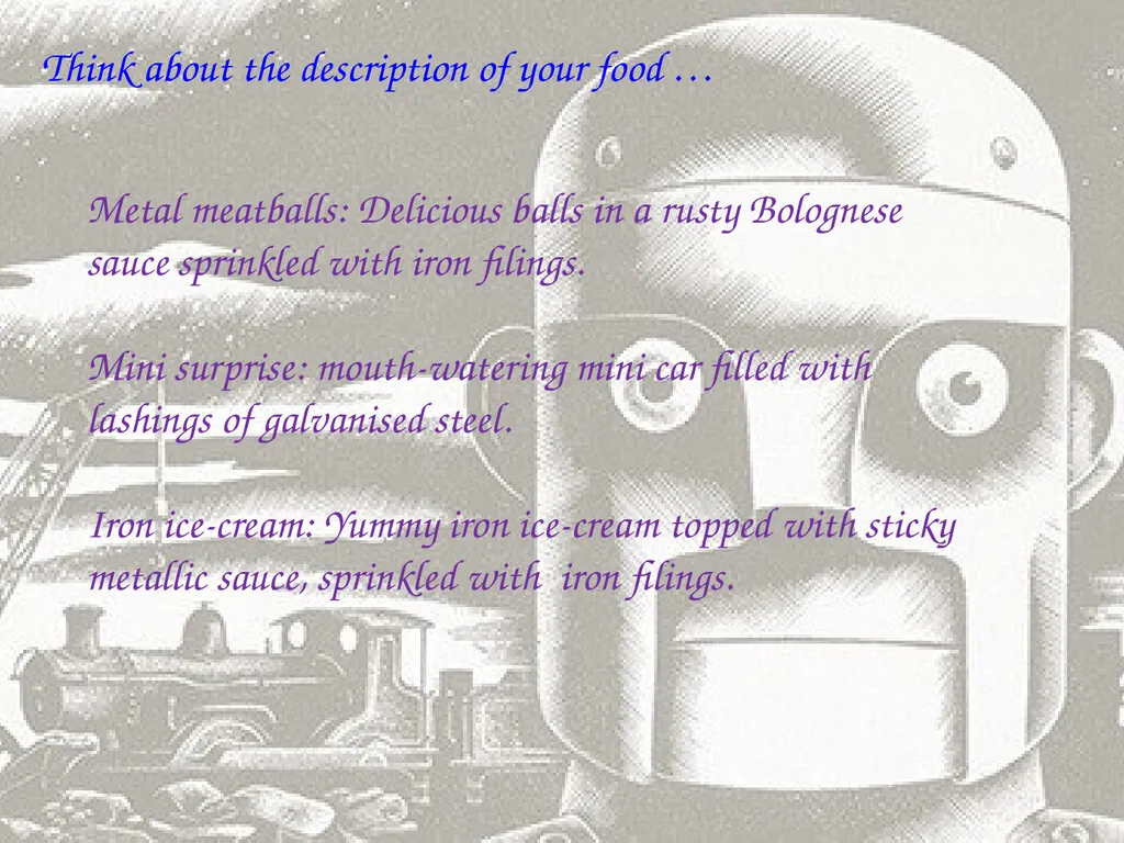 LO: To create a menu Imagine your are the owner - slide 4 of 7