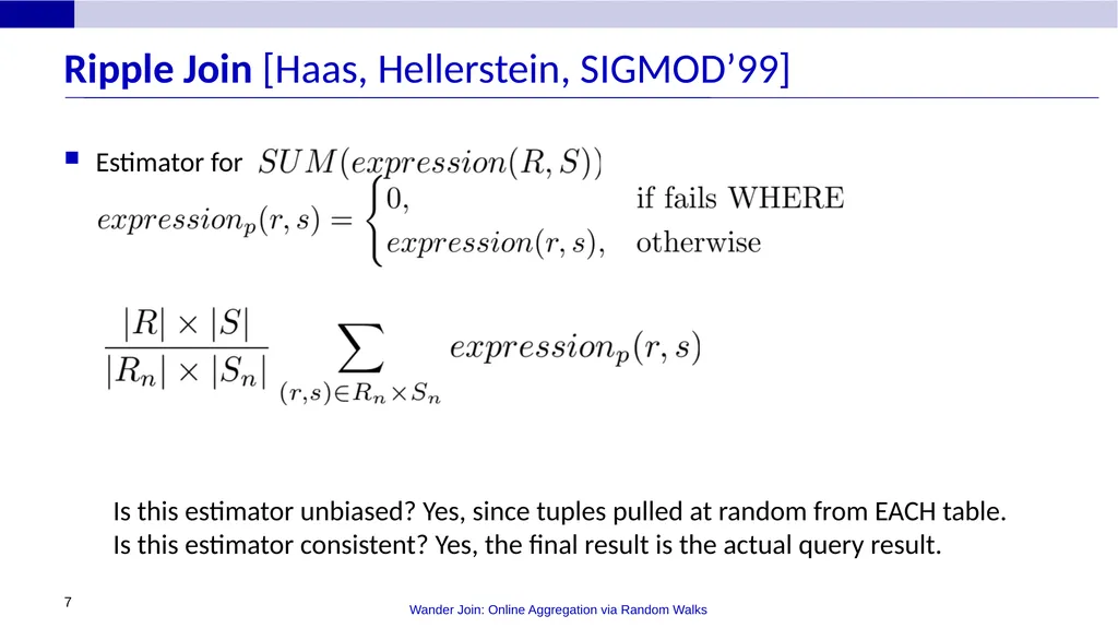 Wander Join: Online Aggregation via Random Walks - slide 7 of 37