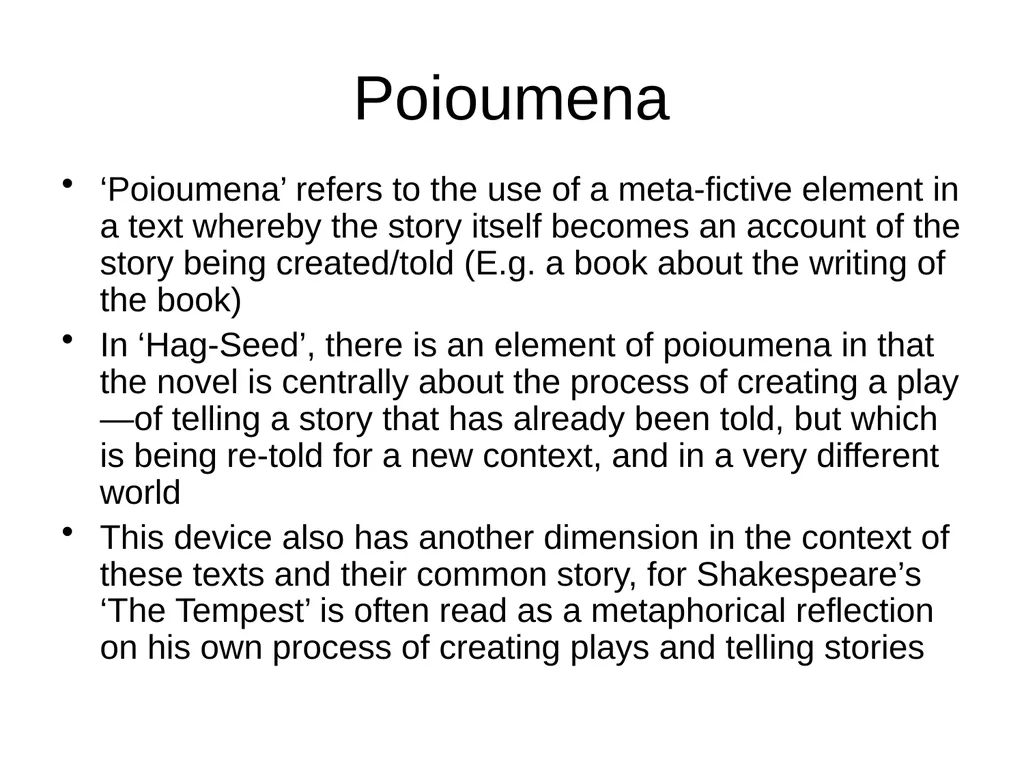 Postmodern playfulness in ‘Hag-Seed’ Some key - slide 4 of 7