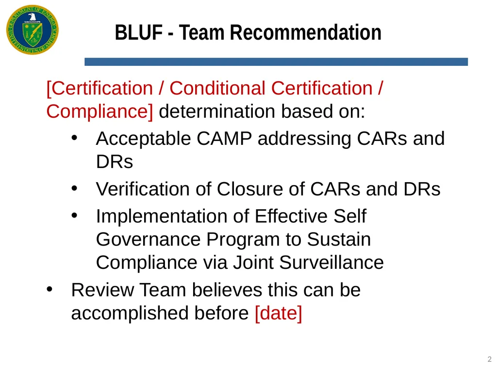 EVMS [Enter Type: Certification, Surveillance, - slide 2 of 18