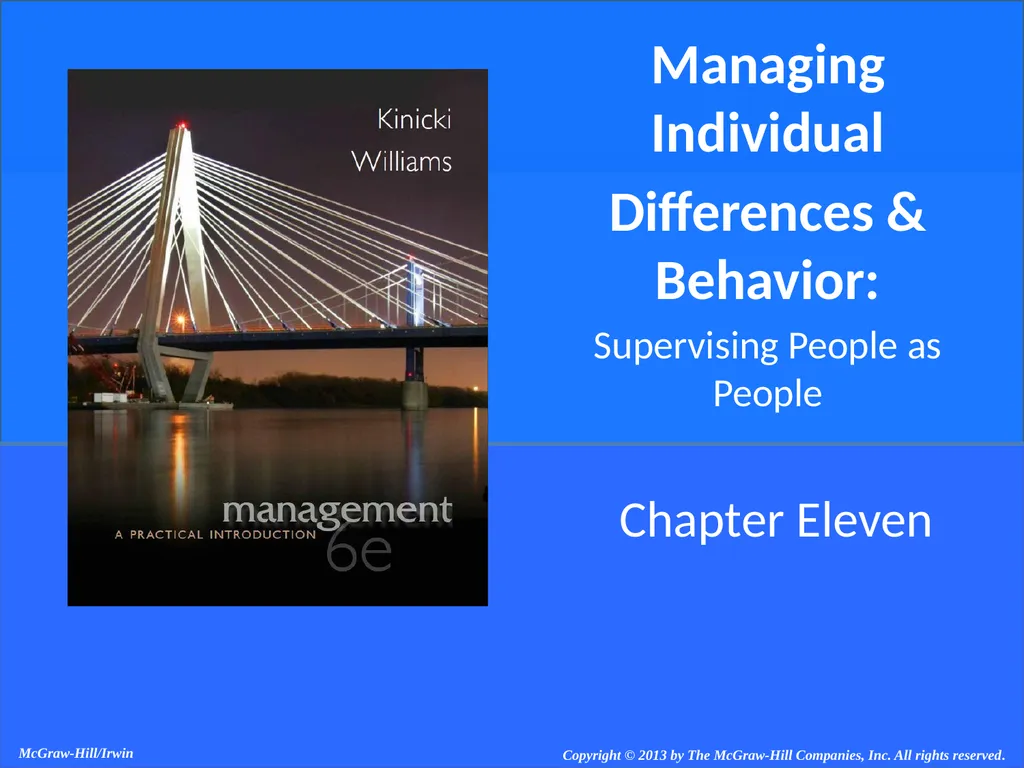 Chapter Eleven Managing Individual Differences & - slide 1 of 45