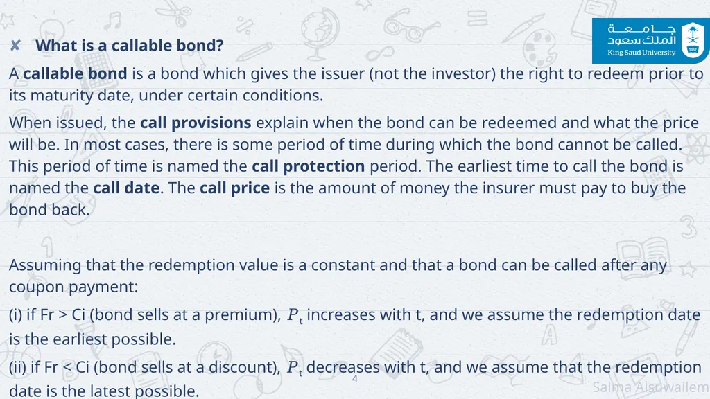 Chapter#3 bonds: BOND AMORTIZATION CALLABLE BONDS - slide 4 of 12