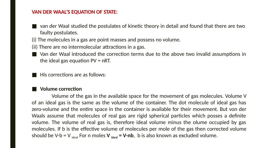 GASEOUS STATE Paper: PHYSICAL CHEMISTRY (BSc. Part - slide 8 of 11