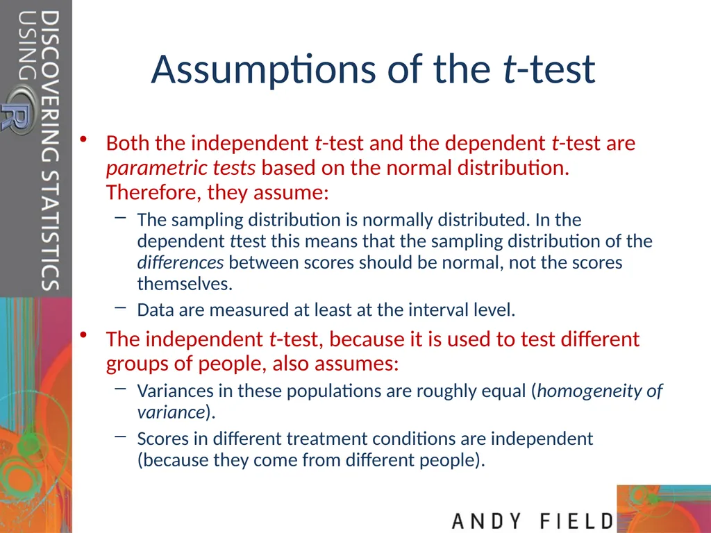 Comparing Two Means Prof. Andy Field Aims t-tests: - slide 11 of 32