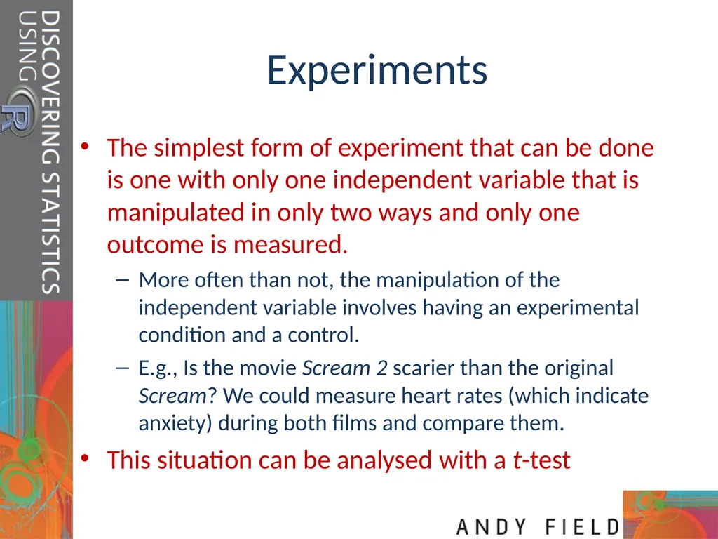 Comparing Two Means Prof. Andy Field Aims t-tests: - slide 3 of 32