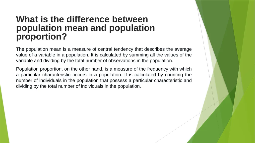 What is the difference between population mean and - slide 2 of 3