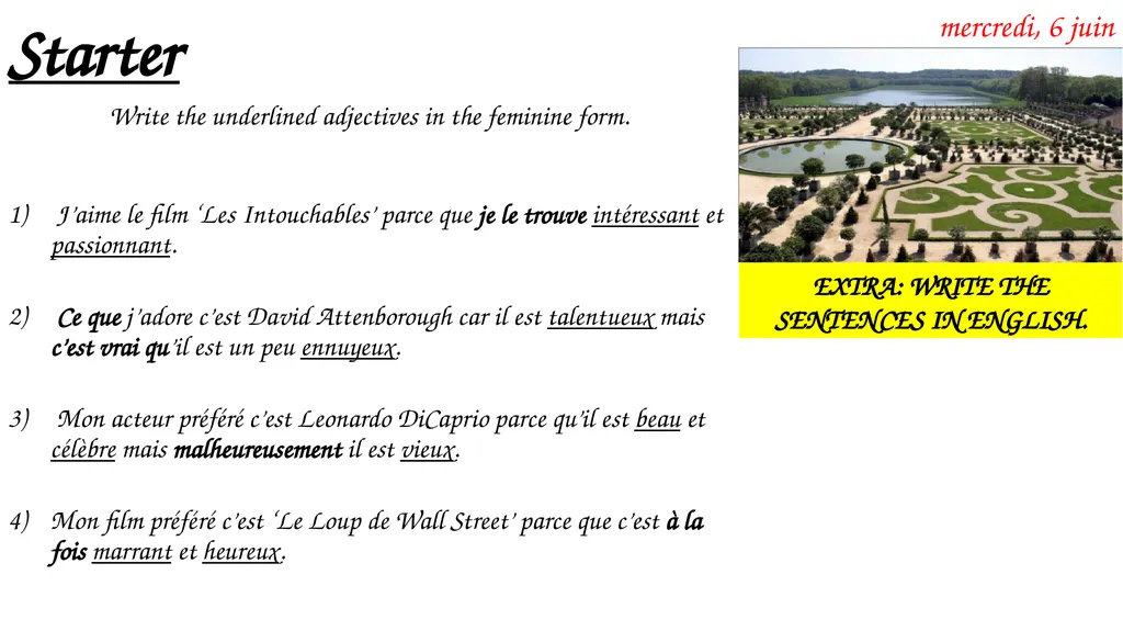 Starter EXTRA: WRITE THE SENTENCES IN ENGLISH. - slide 1 of 17