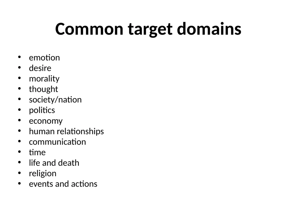 The conceptual metaphor theory Basic concepts and - slide 16 of 46