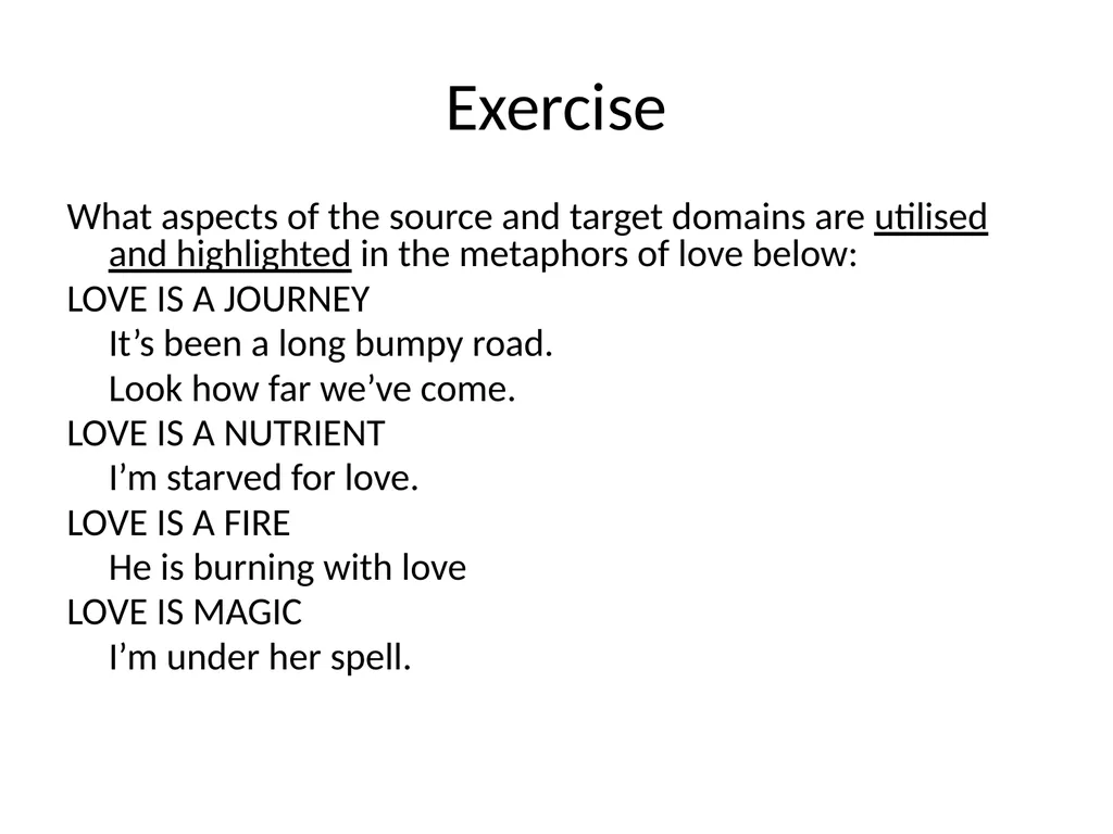 The conceptual metaphor theory Basic concepts and - slide 31 of 46