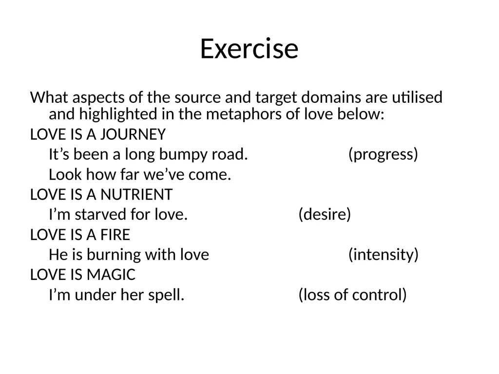 The conceptual metaphor theory Basic concepts and - slide 35 of 46