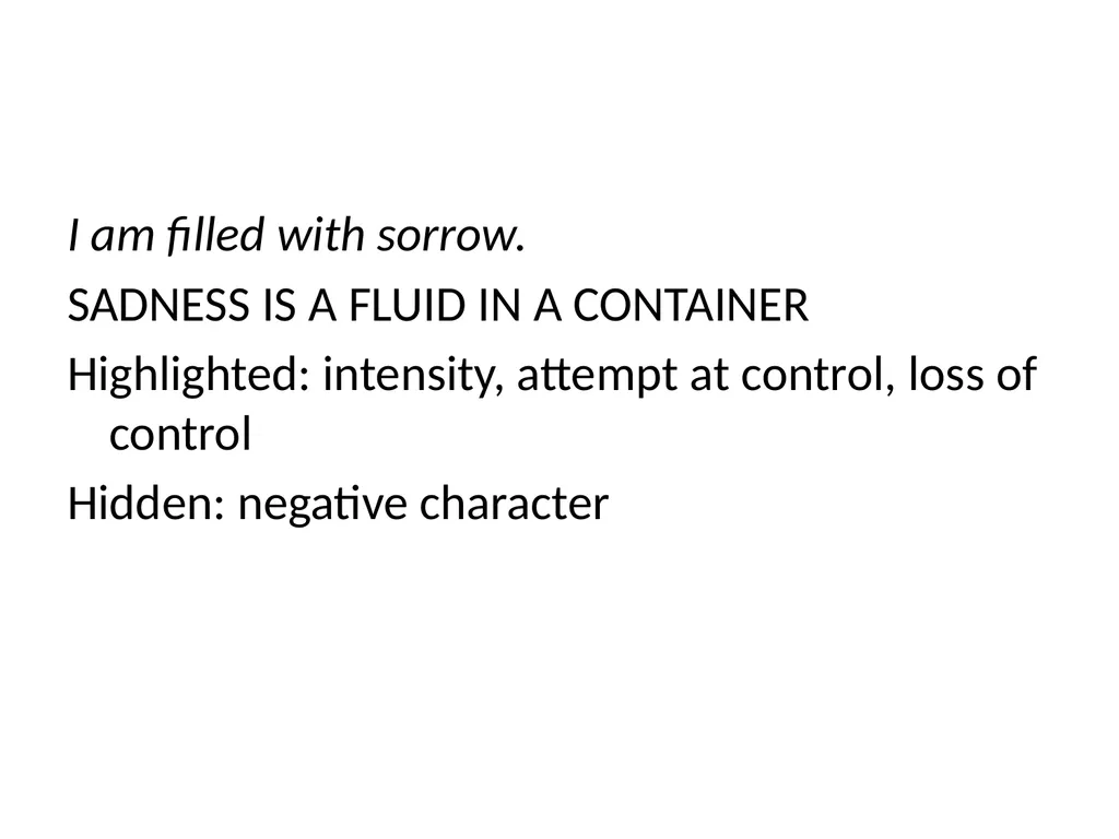 The conceptual metaphor theory Basic concepts and - slide 40 of 46