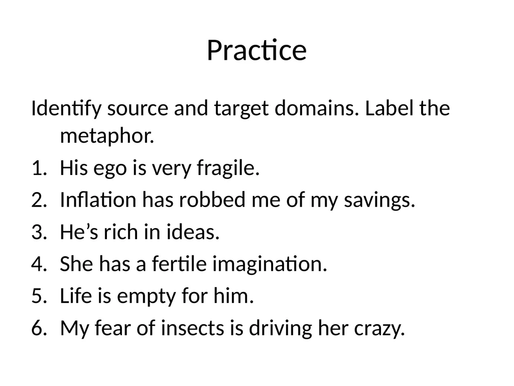 The conceptual metaphor theory Basic concepts and - slide 26 of 46