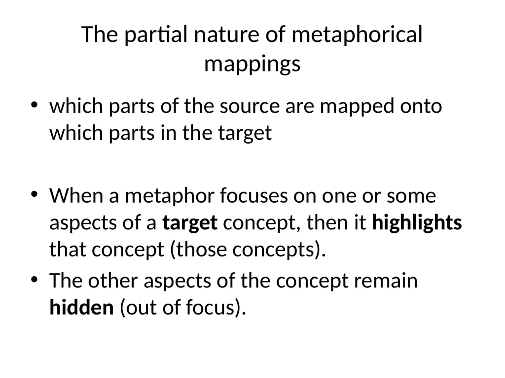 The conceptual metaphor theory Basic concepts and - slide 28 of 46