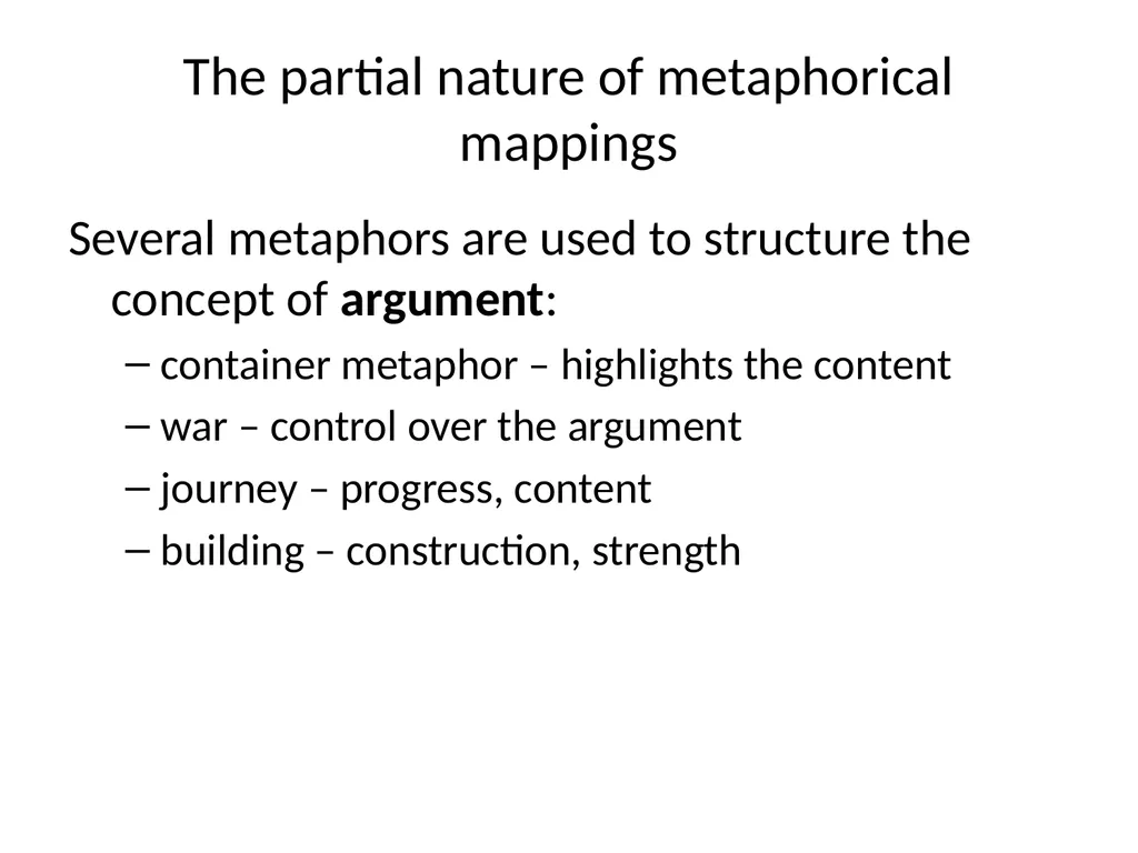 The conceptual metaphor theory Basic concepts and - slide 30 of 46