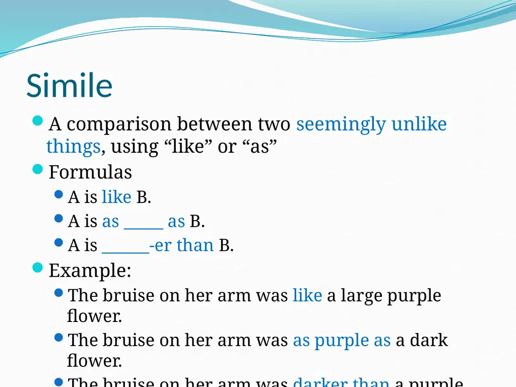 Figurative Language The Language of Comparison & - slide 4 of 13