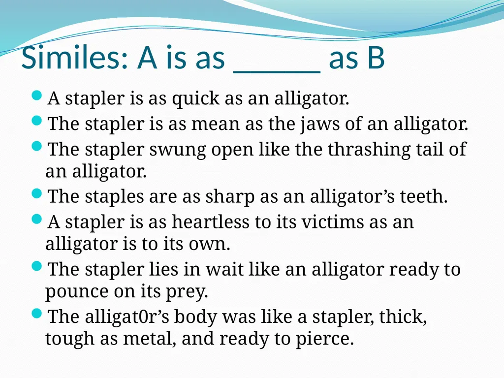 Figurative Language The Language of Comparison & - slide 11 of 13