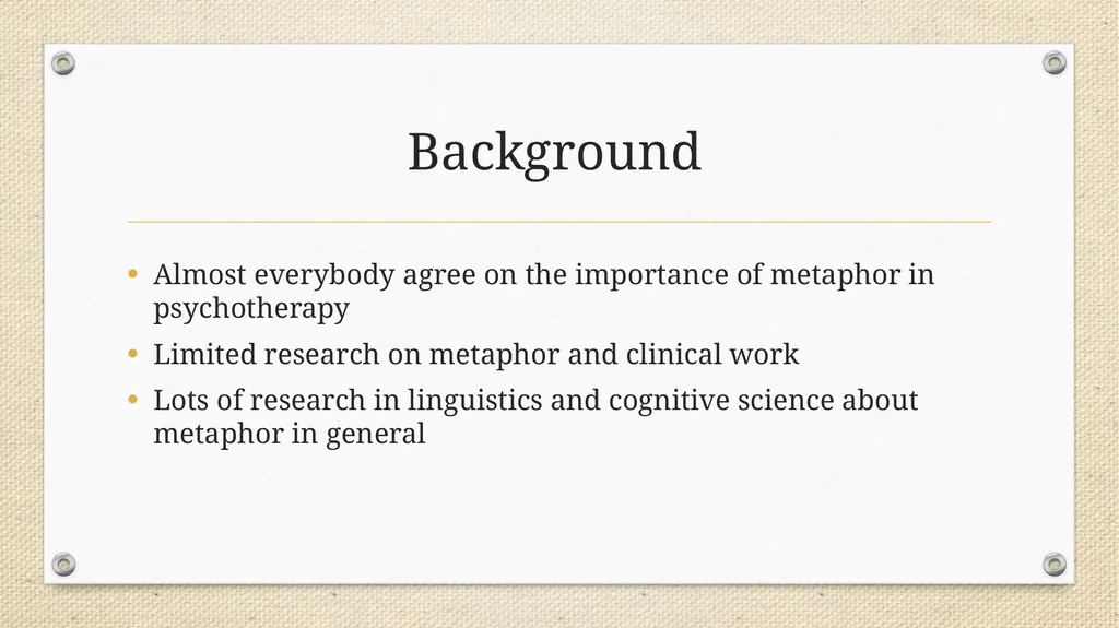 Metaphor in Psychotherapy Niklas Törneke The - slide 3 of 23