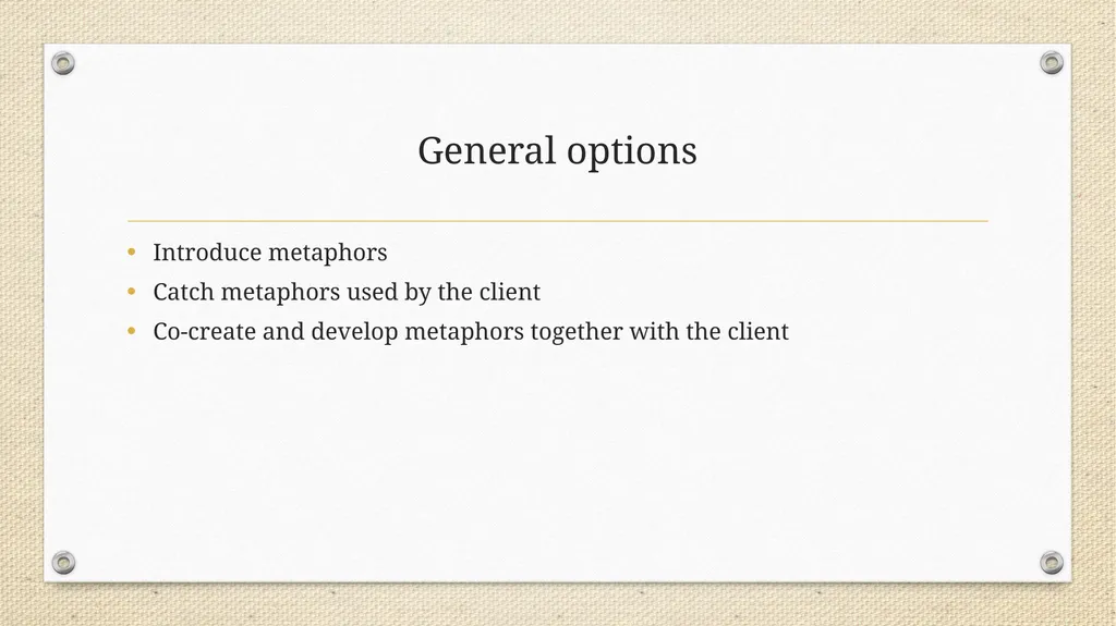 Metaphor in Psychotherapy Niklas Törneke The - slide 18 of 23