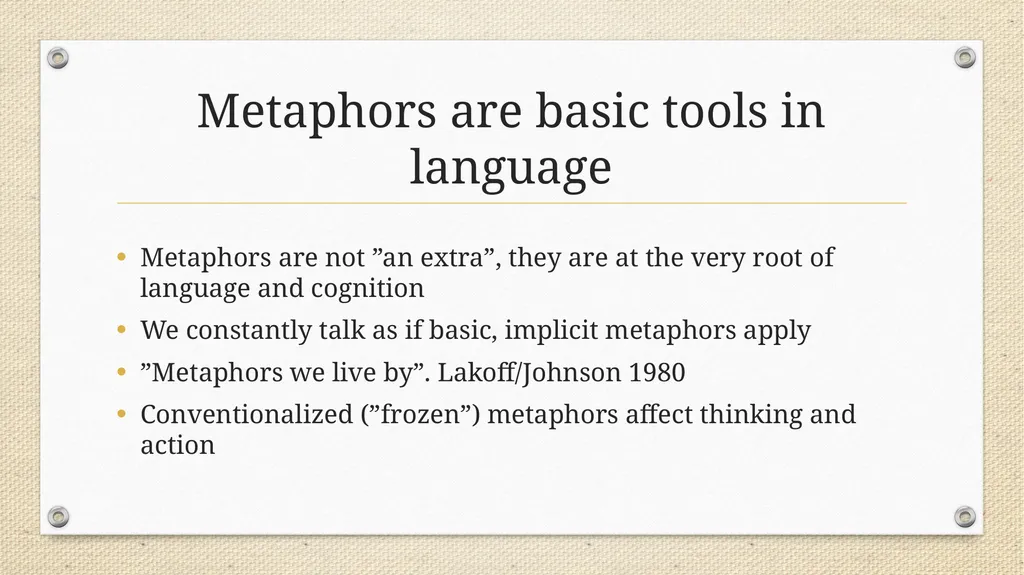Metaphor in Psychotherapy Niklas Törneke The - slide 7 of 23