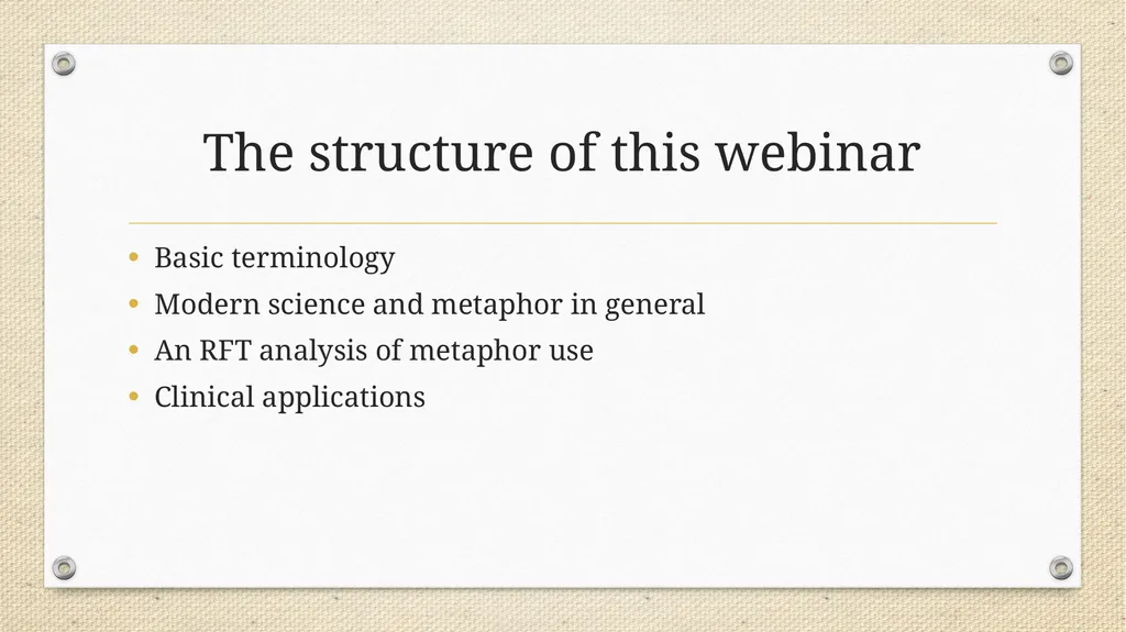 Metaphor in Psychotherapy Niklas Törneke The - slide 2 of 23
