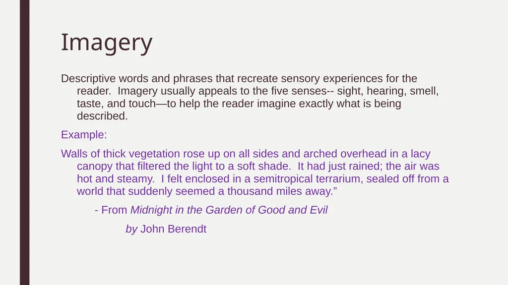 Literary devices 9th Grade English Imagery - slide 2 of 7