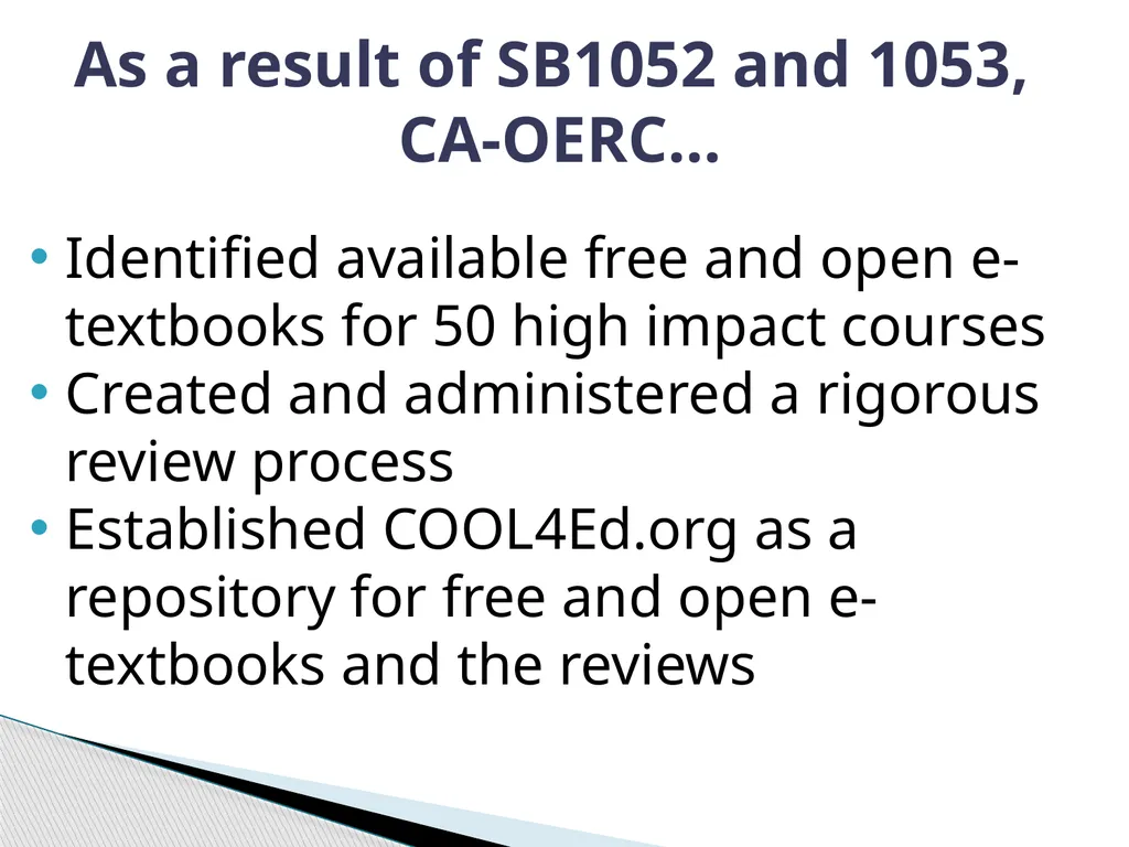 Zero and Low-Cost Materials Dolores Davison, ASCCC - slide 8 of 34