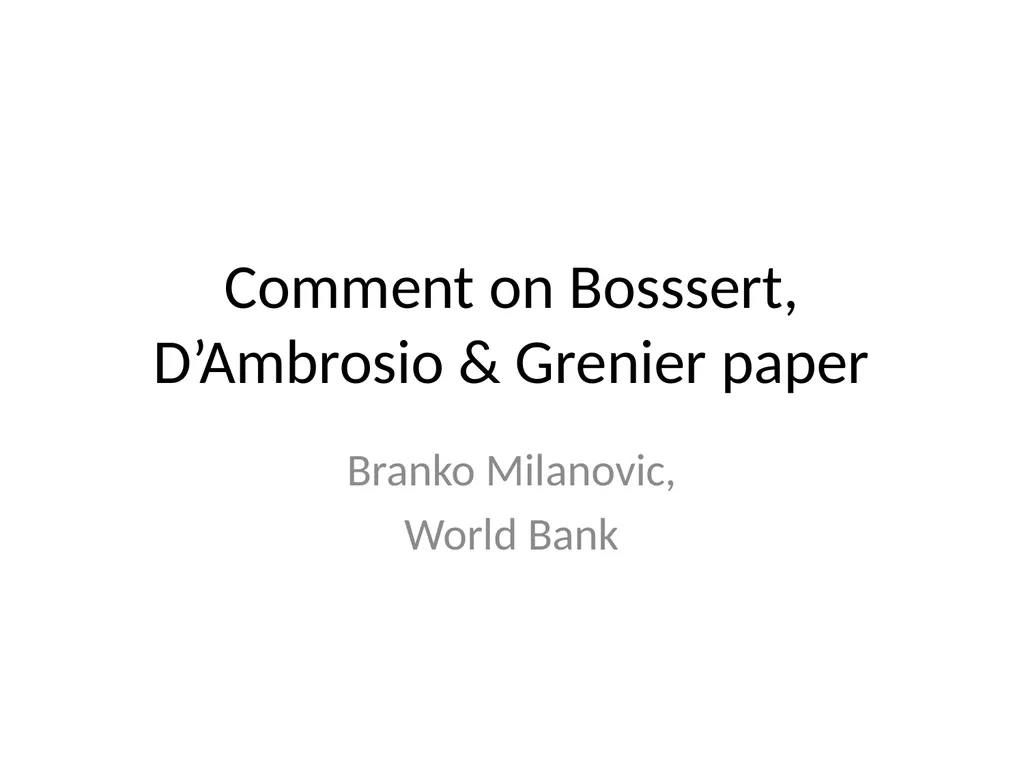 Comment on Bosssert, D’Ambrosio & Grenier paper - slide 1 of 11