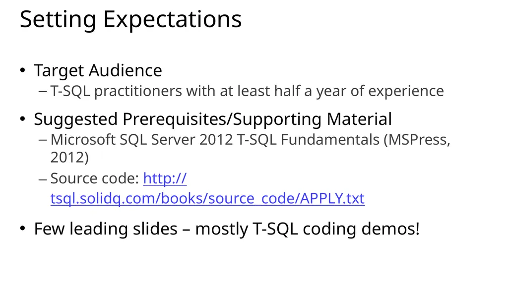Itzik Ben-Gan | T-SQL Trainer and Co-founder, - slide 5 of 13