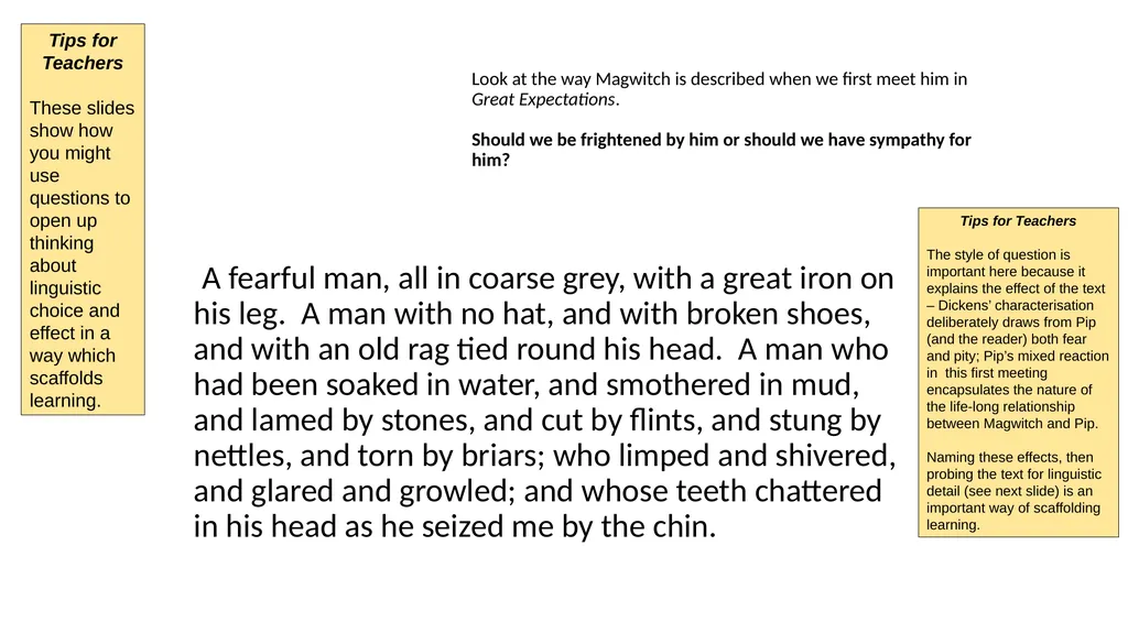 Look at the way Magwitch is described when we - slide 1 of 3