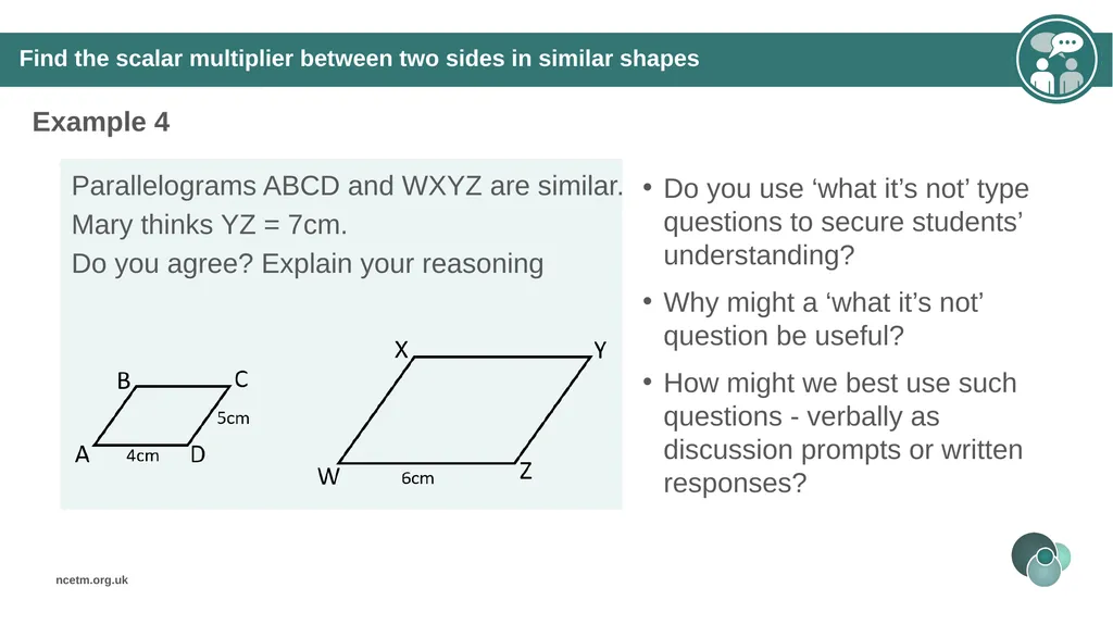 Similar Shapes (From 6.1 Geometrical properties) - slide 22 of 38
