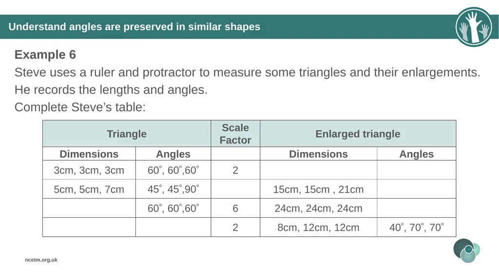 Similar Shapes (From 6.1 Geometrical properties) - slide 26 of 38