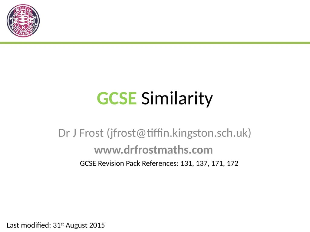 GCSE Similarity Dr J Frost - slide 1 of 20
