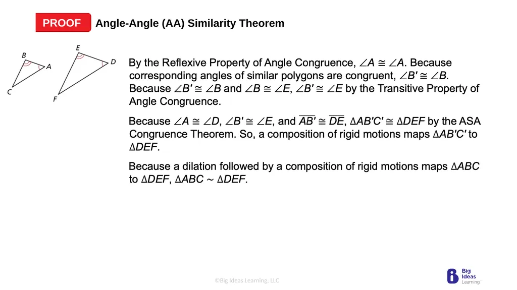 Lesson 8.2 Proving Triangle Similarity by AA - slide 5 of 10