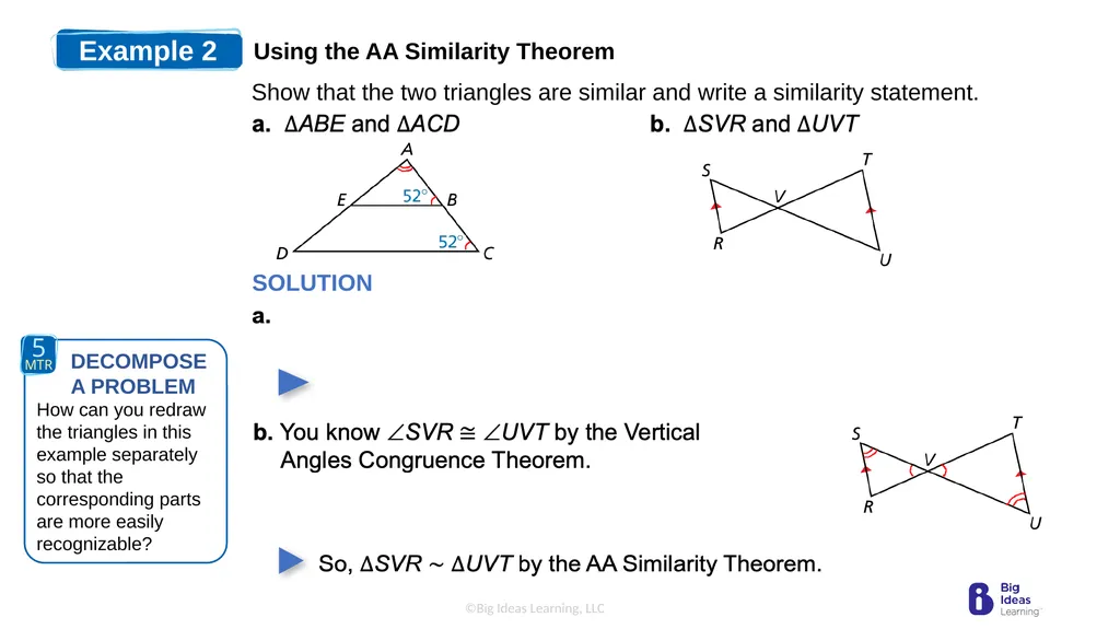 Lesson 8.2 Proving Triangle Similarity by AA - slide 7 of 10
