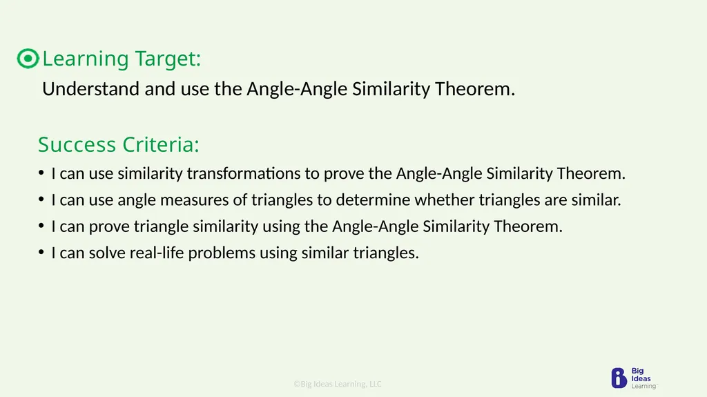 Lesson 8.2 Proving Triangle Similarity by AA - slide 2 of 10