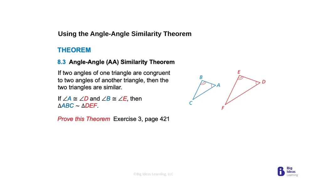 Lesson 8.2 Proving Triangle Similarity by AA - slide 3 of 10