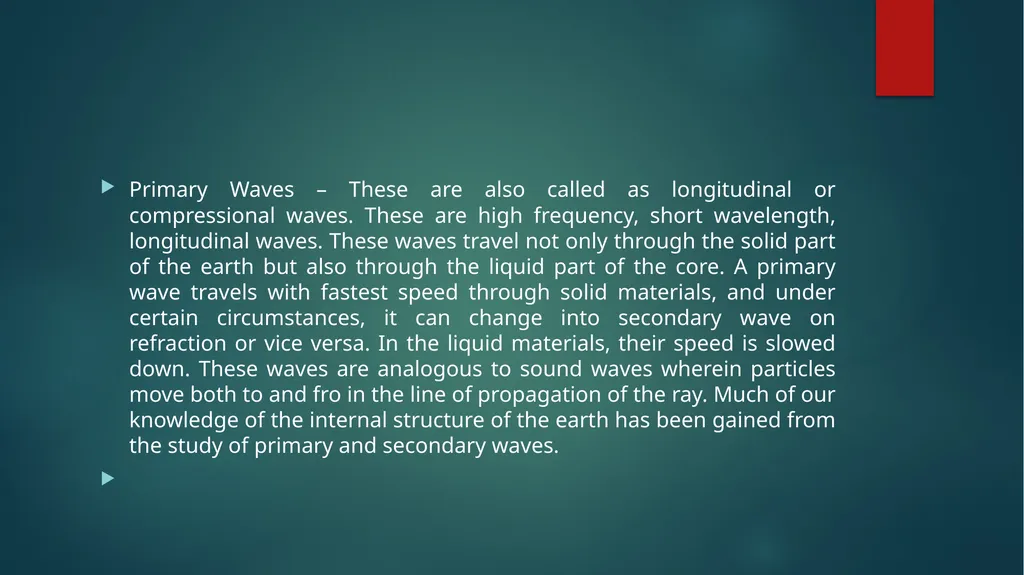 Internal Structure of Earth based on Seismic - slide 5 of 10