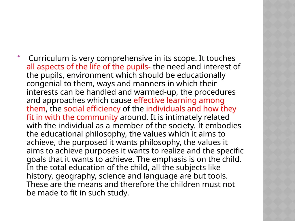 Curriculum Scope Paper-09 Unit-I Curriculum is - slide 2 of 11