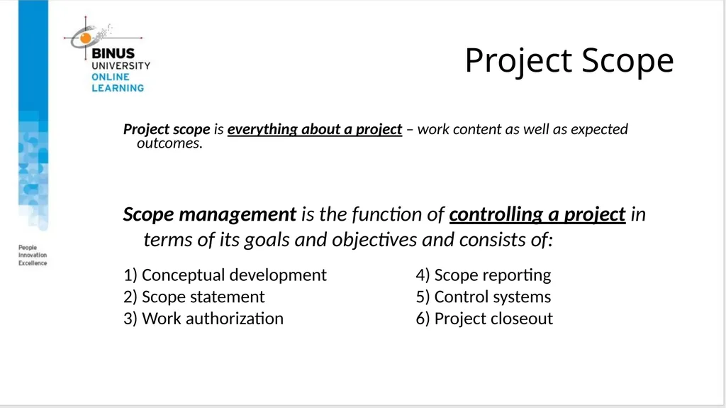 Project Management Scope Management Topic 6 - slide 6 of 34