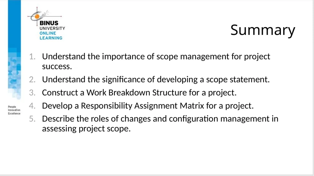 Project Management Scope Management Topic 6 - slide 32 of 34