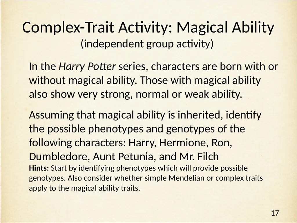 Genetics in Harry Potter’s World Lesson 2 Beyond - slide 17 of 31