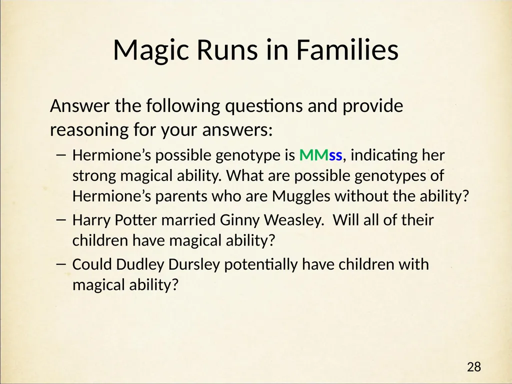 Genetics in Harry Potter’s World Lesson 2 Beyond - slide 28 of 31